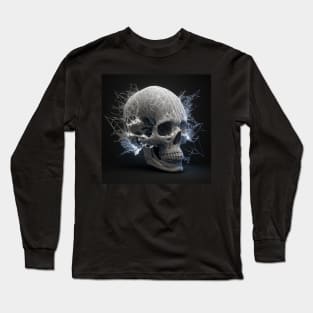 Black and White Light Fire Skull Long Sleeve T-Shirt